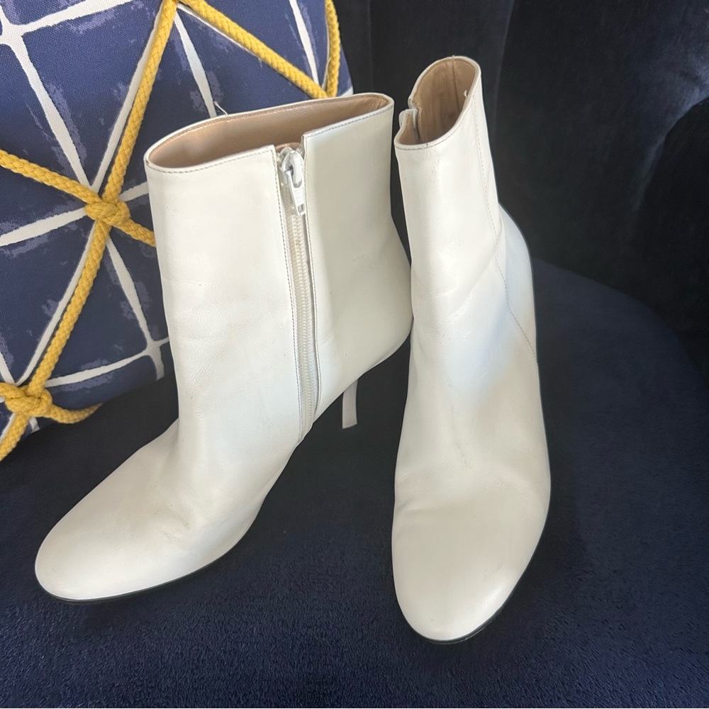 Nine West White Ankle Booties